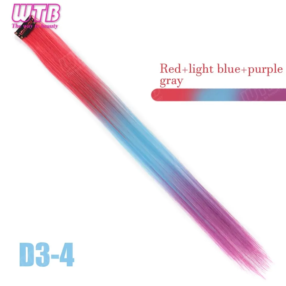 WTB Colored Synthetic Hair Extensions BB Clip Style Gradient Color Hair Extensions Suitable for Women's Daily Wear and Holidays