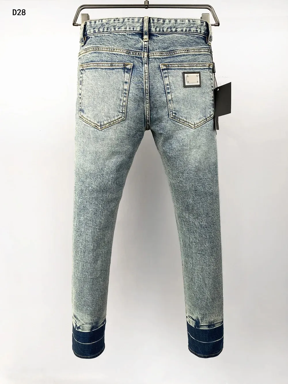 new Europe design famous brand Men Jeans Denim Pants Designer slim Cotton button Pocket grey color Stretch jeans pant D28