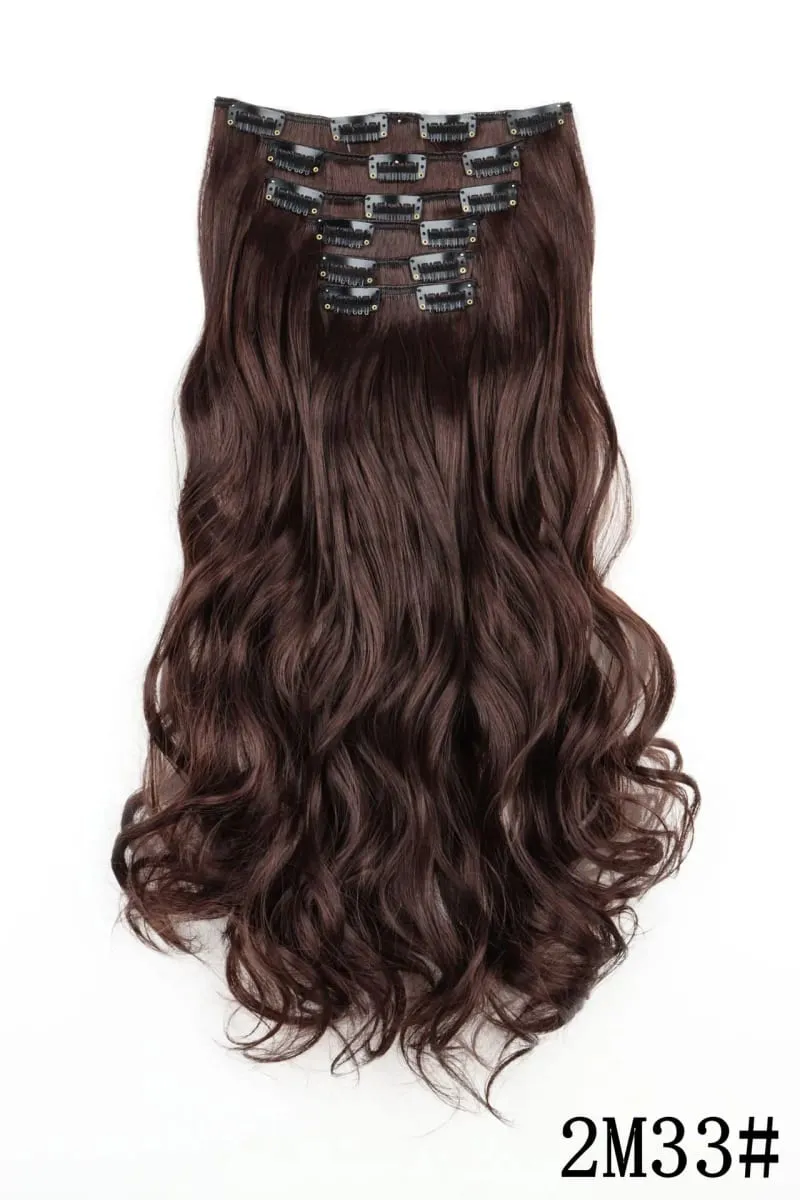 Black Hair Extensions 6pcs/set Women Long Straight Synthetic Full Head Clip 16Clips Ombre Heat Resistant Fiber Hair Kpop Cosplay