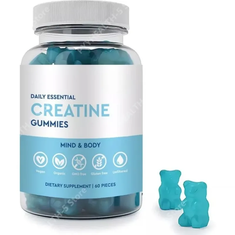 Creatine Gummies Vegan Non-GMO Gluten-Free Low Sugar Organic Supports Athletic Performance for Adults Unisex 60 Count