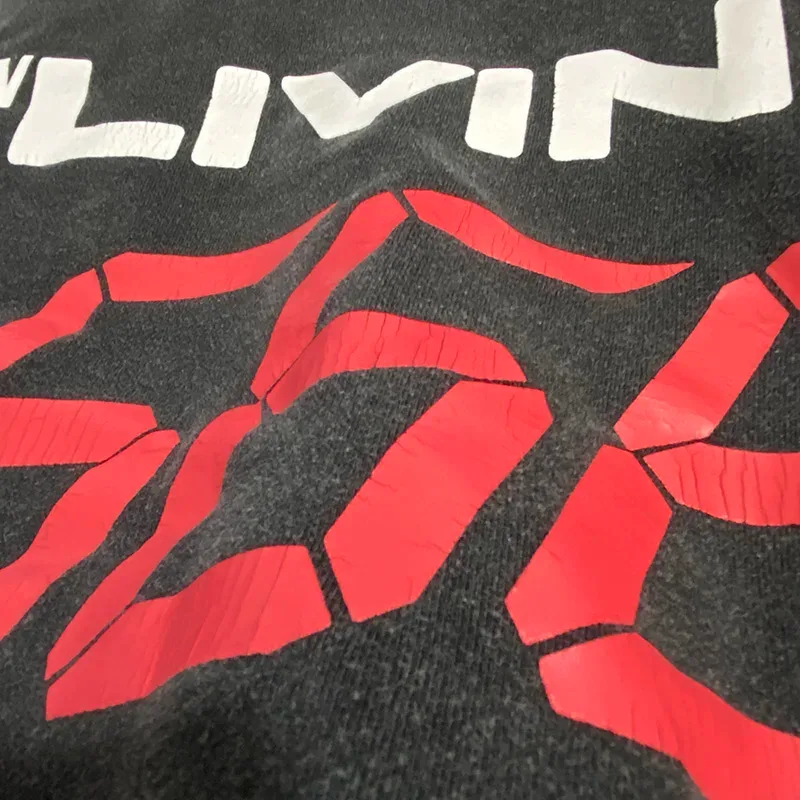 Autumn Winter Classic Overlapping Logo Print Saint Sweatshirts Men Women Couple Colorful Letters Graffiti Washed Black Pullovers
