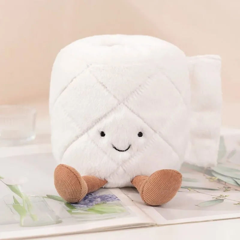Kawaii Toilet Plush Humanoid Toy Stuffed Poop Roll Paper Plushie Smiling with Legs Prop Decor Gift