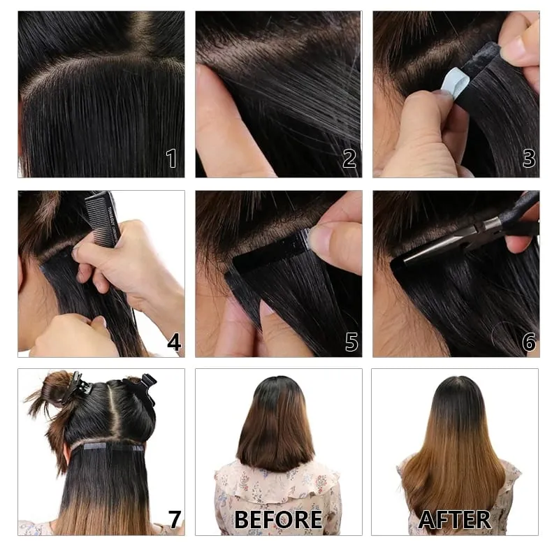 Tape In Straight Human Hair Extensions Remy Virgin Hair Adhesive Extensions Skin Weft #60 Blonde 24 26 28 30INCH Hair For Women