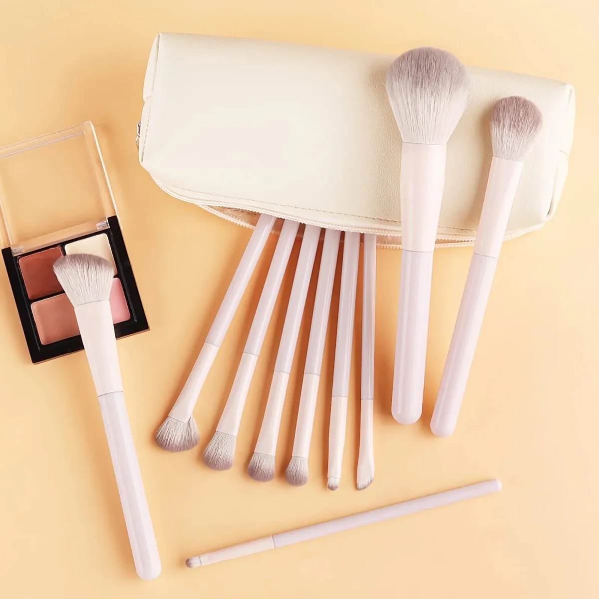 10pcs Beginner Makeup Brushes with Storage Bag Large Fluffy Powder Brush Blush Brush Contour Brush Foundation Brush Concealer