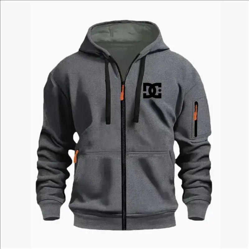 Spring and Autumn Men's Casual Sports Hoodie Fashionable Arm Pocket Drawstring Hoodie Men's Loose Long-sleeved Shirt Pullover