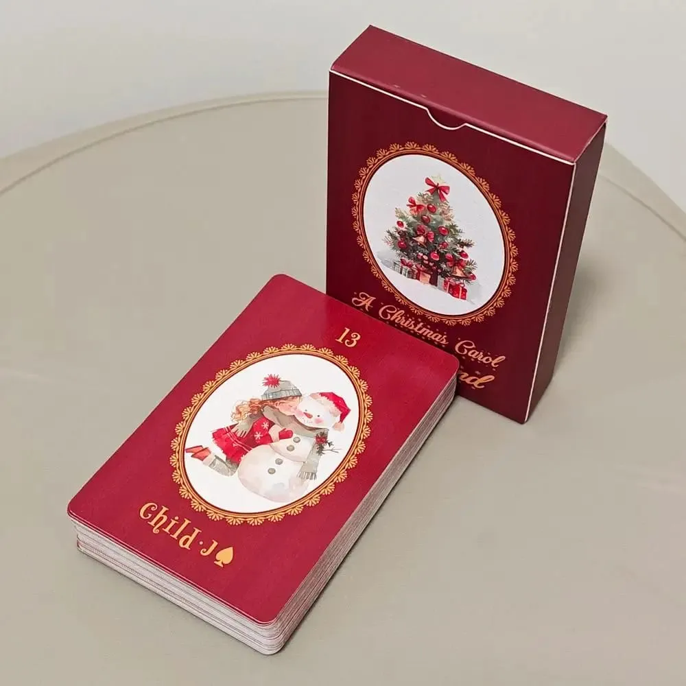 Christmas Carol Lenormand Deck 9*6cm 42 Pcs Cute Christmas-themed Lenormand Cards Printed on 350GSM Double-embossed Cardstock