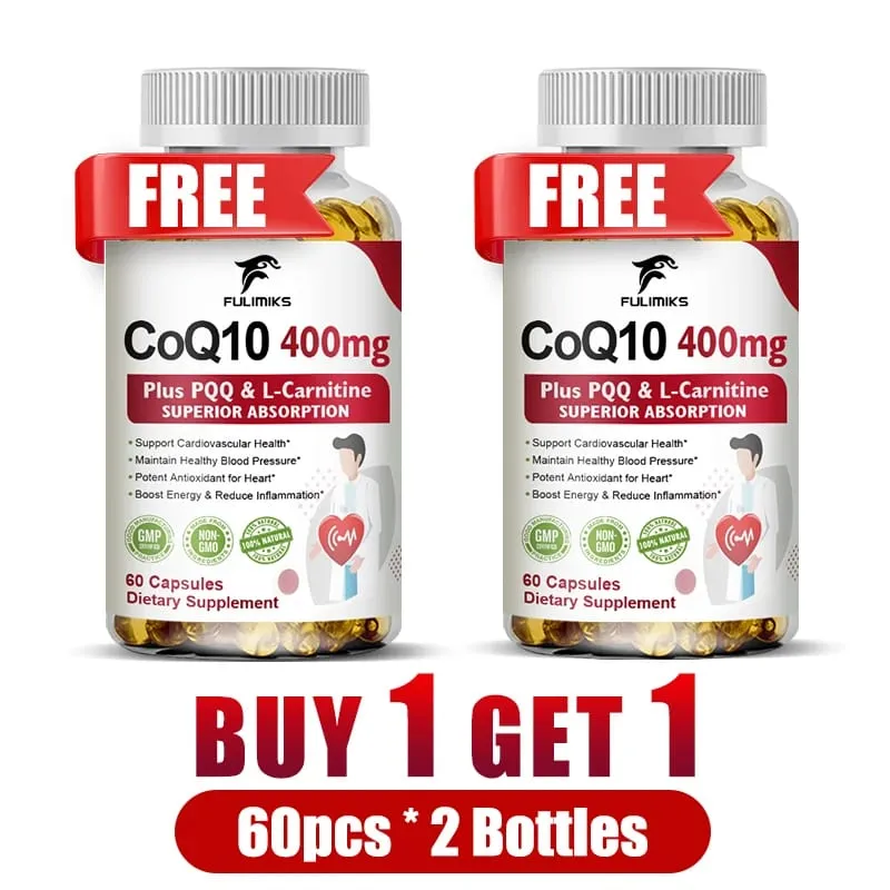Buy 2 Get 2 Free! CoQ10 Ubiquinol 400mg Capsules Superior Absorption for Heart Health Cellular Energy & Antioxidant Defense