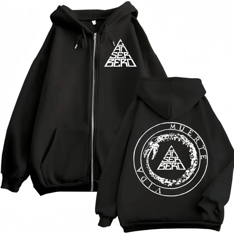 Canserbero Alles wat we nodig hebben is liefde Muerte Vida Merch Rits Hoodie Herenmode Hip Hop Zip Up Sweatshirts Casual Fleece Truien