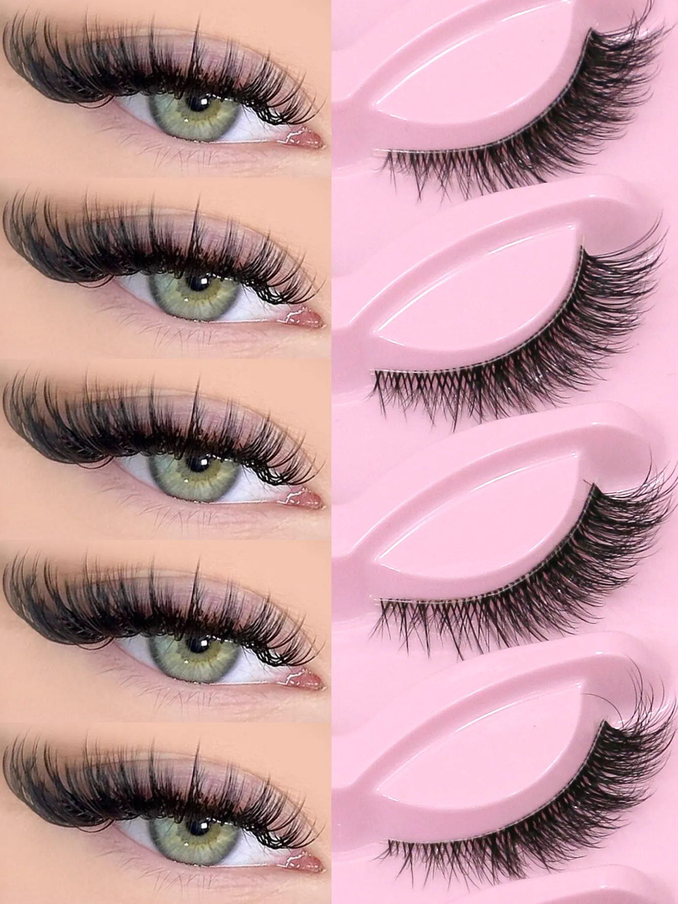 False Eyelashes Fox Eye 7 Pairs Pack Natural Look Fluffy Wispy Cat Eye Lashes Soft Faux Mink Lashes Makeup