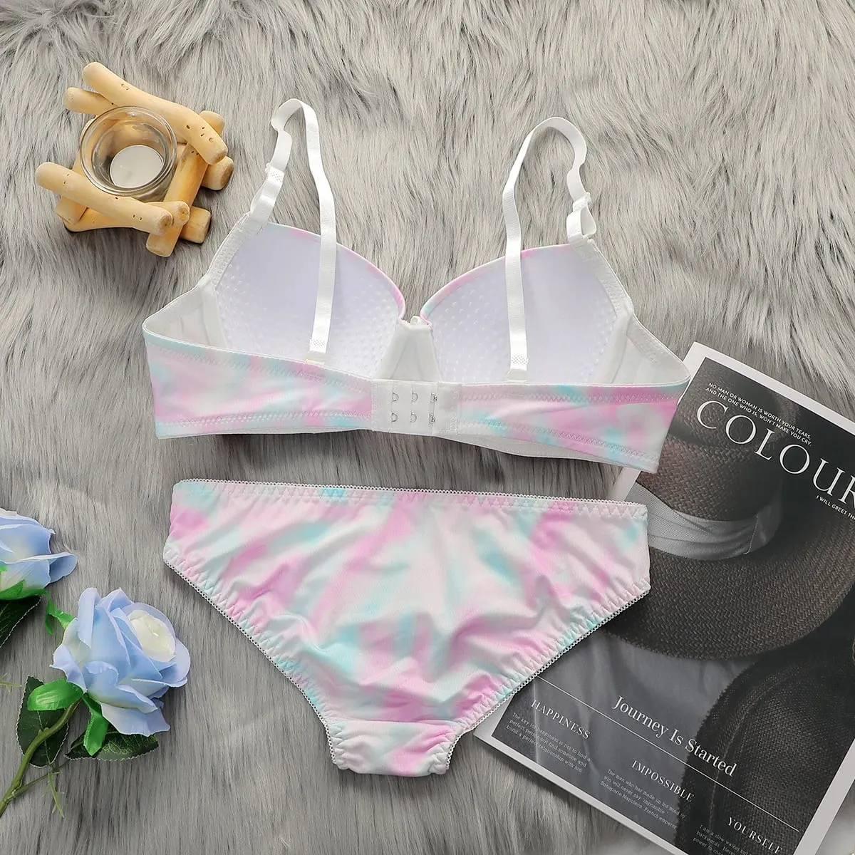 Women's Sexy Lingerie Set Push Up Bra and Panty Set Colorful Printed Underwire Bras Bikini Set Comfotable Intimates