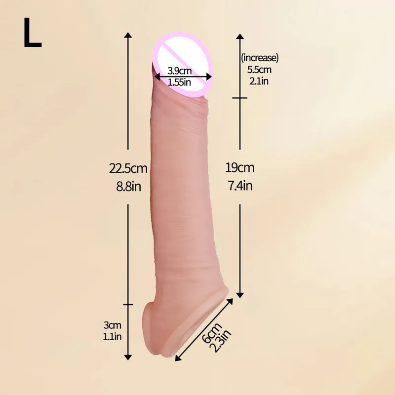Realistische wiederverwendbare Penishülle aus dünnem Silikon mit Anti-Snap-Ring, Penisvergrößerungs-Extender für Männer, Verzögerung der Ejakulation