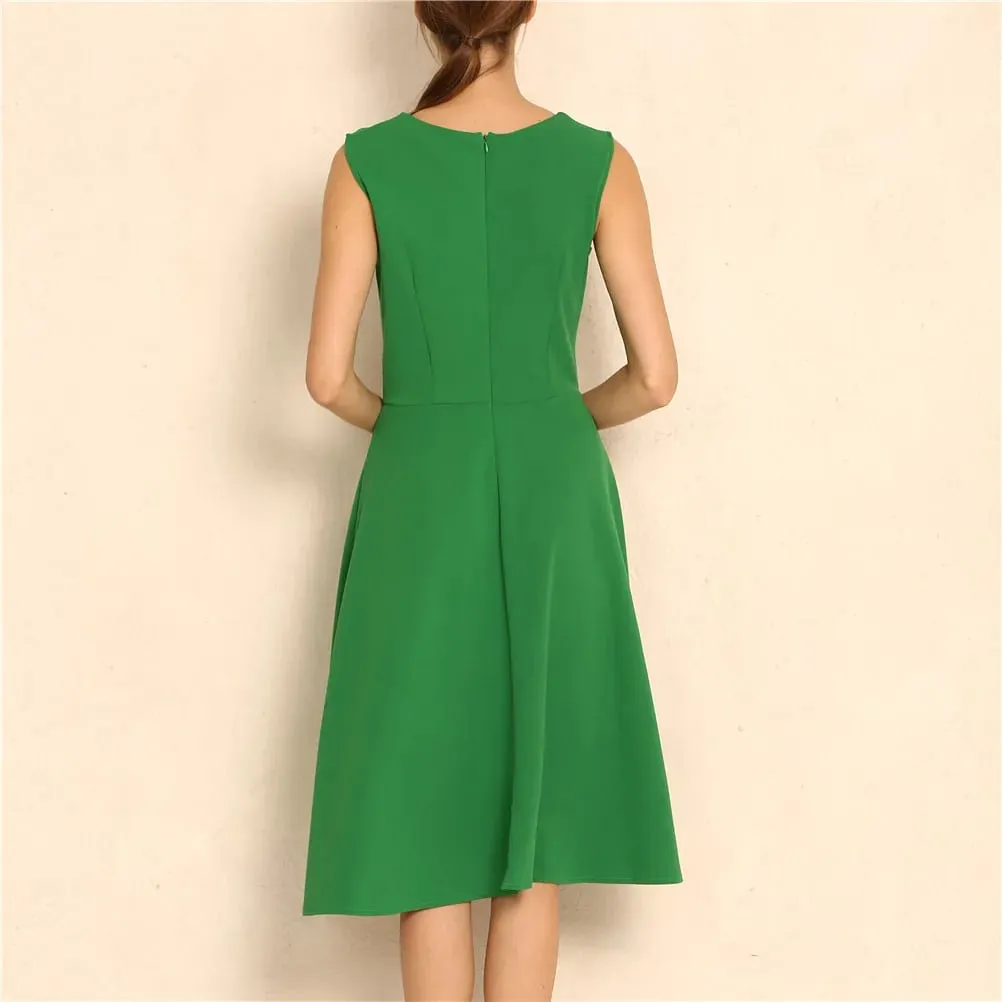 Hepburn Style Vintage Dress New Women Sleeveless Large Swing Sexy Party Dress