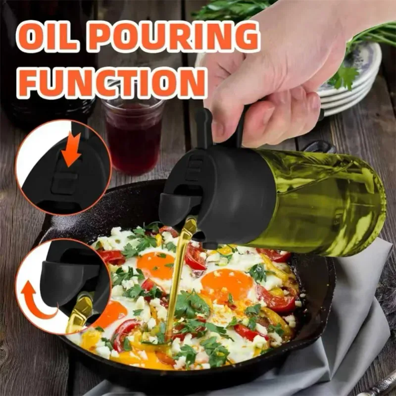 Pulverizador de óleo de 470 ml para cozinhar 2 em 1 dispensador de azeite e garrafa de óleo com adesivos garrafa de spray de vidro grosso