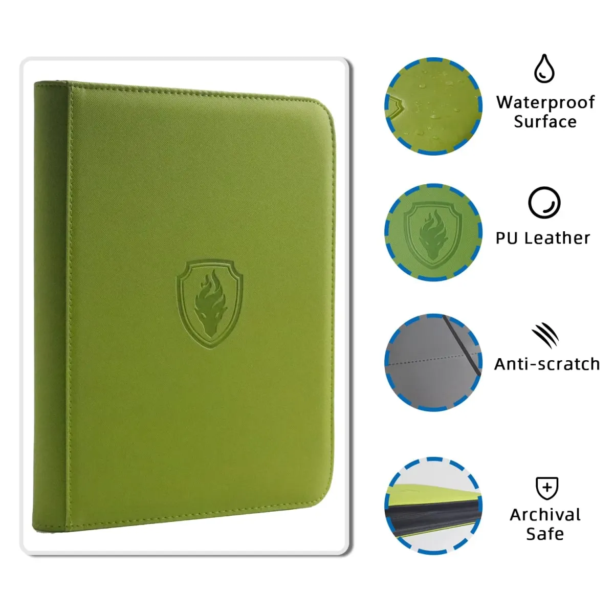 Holds 160 Cards|Trading Card Binder for 3”×4”Cards | 4-Pocket Double-sided Album |PU Leather Zipper Folder for TCG/Sports Cards