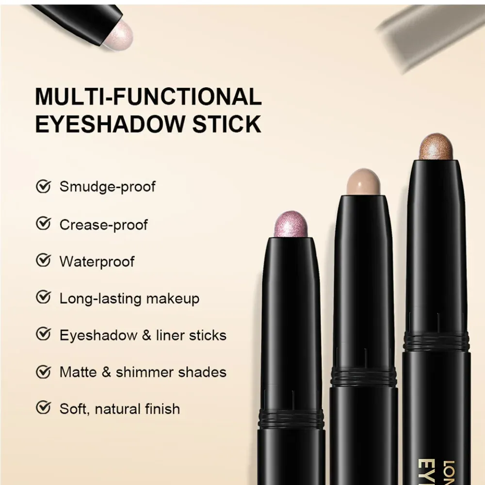 6 Colors Eyeshadow Pencil Stick Shimmer And Matte Waterproof Metallic Glitter Eye Shadow Highlighter Pencil Eyeshadow Cosmetics