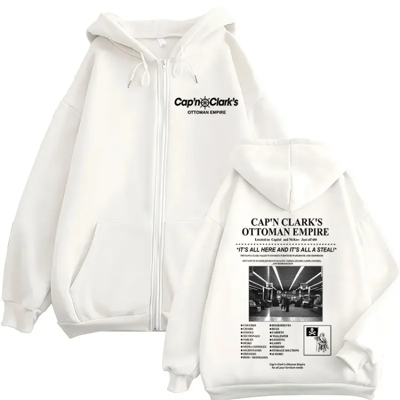 Horror Movie Backrooms Cap'n Clark's Ottoman Empire Zipper Hoodies Men's Women Clothing Zip Up Hooded Sweatshirts Jackets Coat