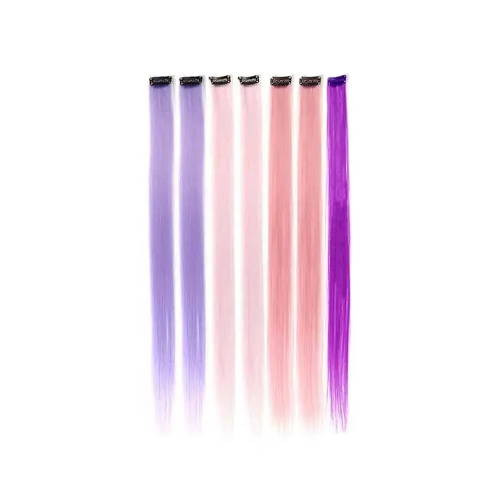 7 PCS Rainbow Colors Colored Hair Extensions Candy Color Hairpieces For Women Highlight Colorful Straight ClipIn Hair extension