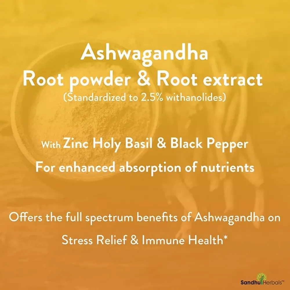Organic Ashwagandha 1300mg 120 Count Capsules for Stress Relief Anti-Anxiety Mood Support Brain Health