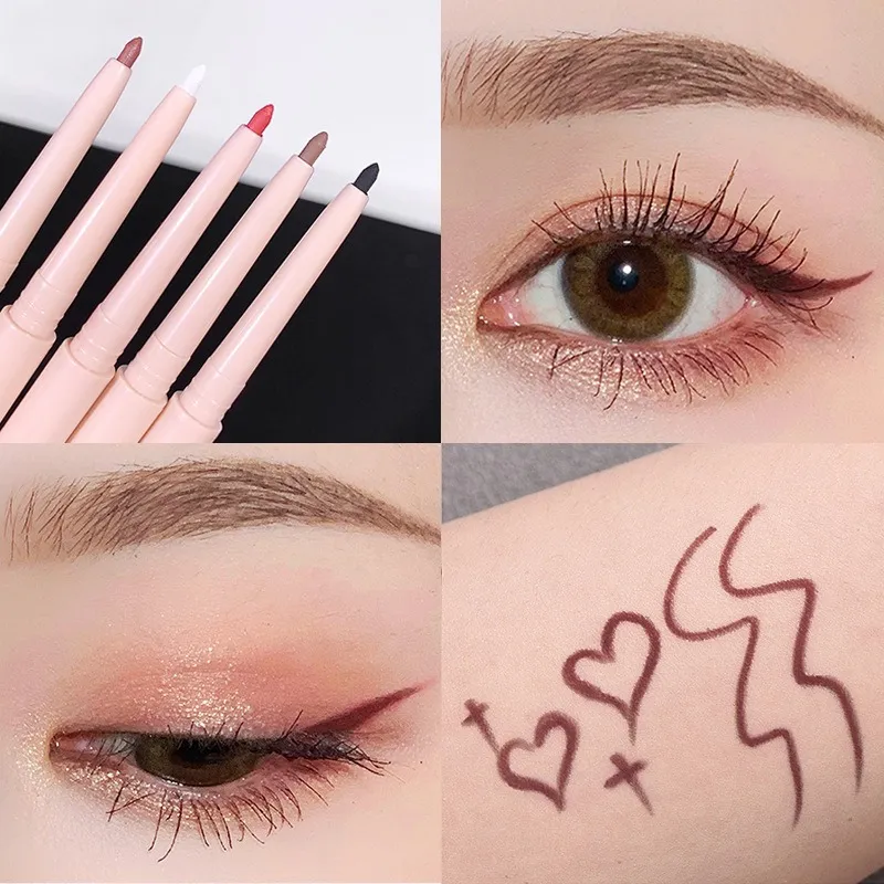 Ultra-fine Matte Red Gel Eyeliner Pencil Brown Under Eye Liner Pen Waterproof Matte Aegyosal Lying Silkworm Eyes Makeup