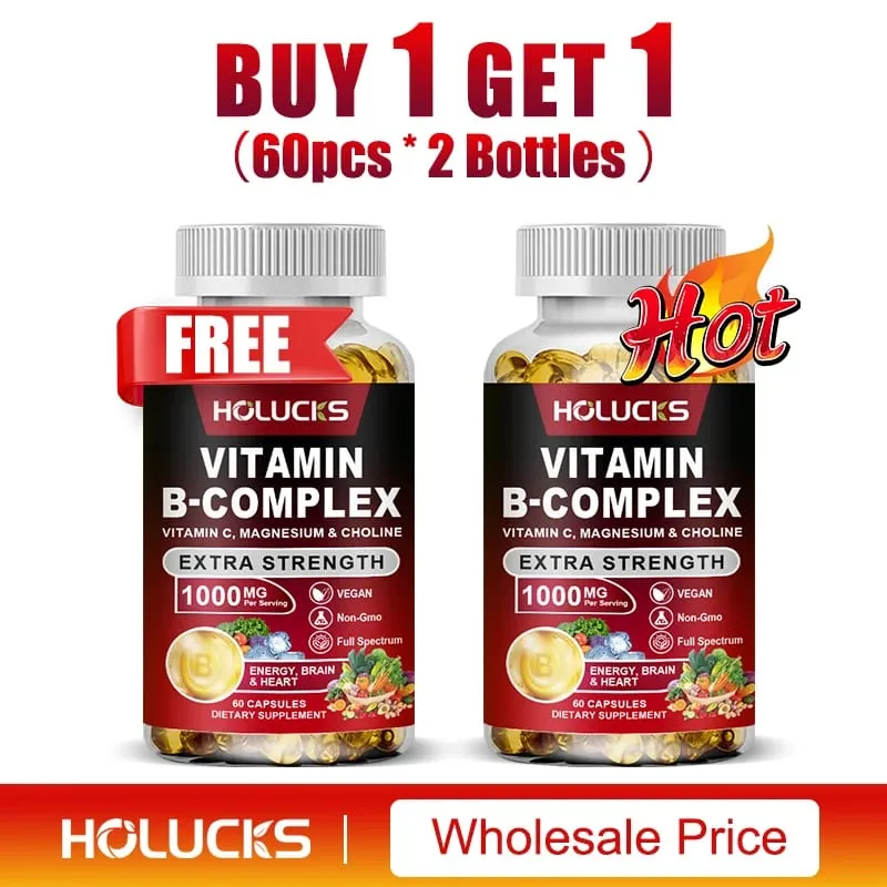 Vitamin B Complex Supplement Rich in B1 B2 B3 B5 B6 Biotin Strength Energy Support Brain & Heart Promote Metabolism