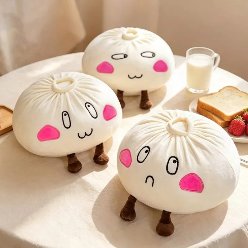 Kawaii לחמנייה מאודה כרית קטיפה מצוירת Baozi ממולא צעצוע עם רגליים כרית צורת מזון רכה תפאורה מצחיקה מתנת יום הולדת לילדות
