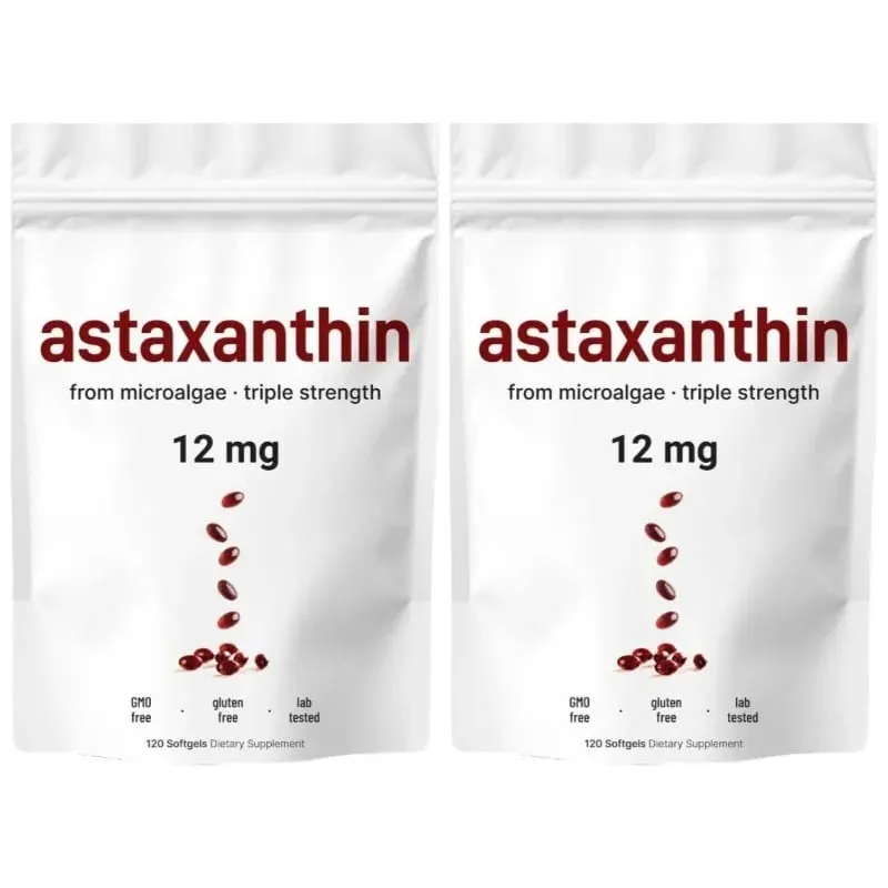 Astaxanthin 12mg Softgels with Oil From Plant-Based Microalgae with Oil Dietary Supplement 120 Pieces