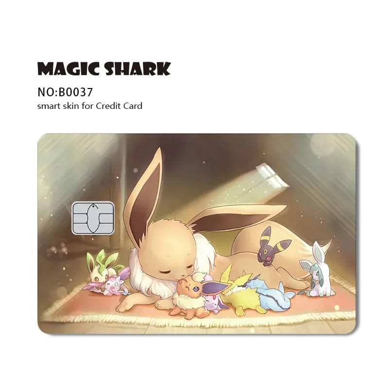 Maigc Shark Cute Pokémons Mewtwo Eevee Pikachu Gengar Adesivo Capa de filme para cartão de crédito de débito sem desbotamento