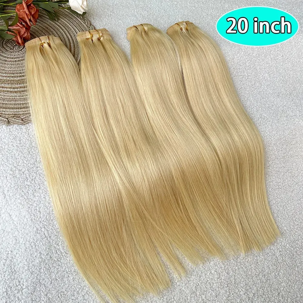 #613 Blonde Clips In Hair Extensions Human Hair Straight Natural Hair Extensions Feel Soft Hairstyle 100g/Bundles For Women
