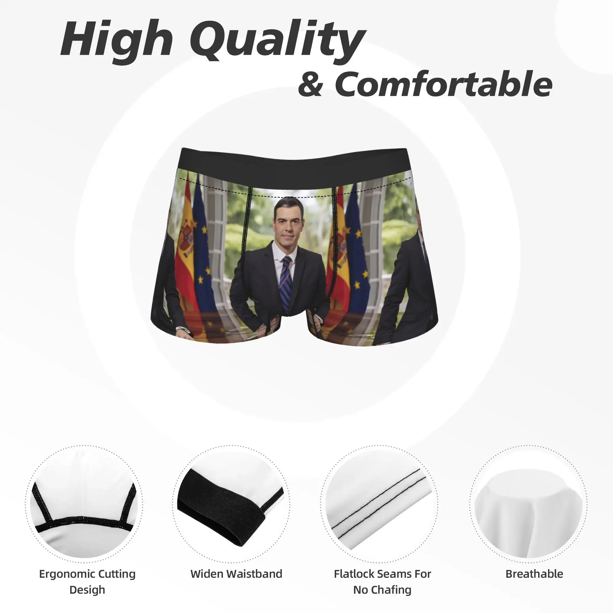 Pedro Sanchez Cueca Impressão Tronco Venda Quente Calcinha Masculina Novidade Boxer Breve Presente de Aniversário