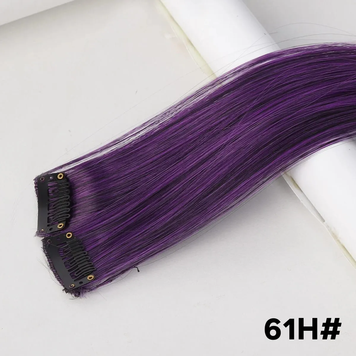 2PCS synthetic color hair extension piece wig women's highlighting clip hair heat-resistant wig piece long straight hair
