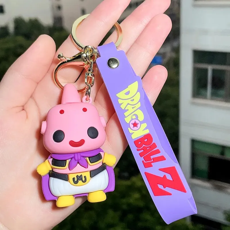 Anime Dragon Ball Keychain PVC Cartoon Cartoon Figure Trunks Son Goku Piccolo Buu Vegeta Figures Key Chain Keyring Bag Decor