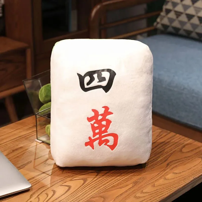 ใหม่ 1 PC Creative Mahjong หมอนจีน Plush ของเล่นรถเก้าอี้พนักพิง Mahjong ลูกเต๋าตลก Nap หมอนโซฟา Home Decor ของขวัญ