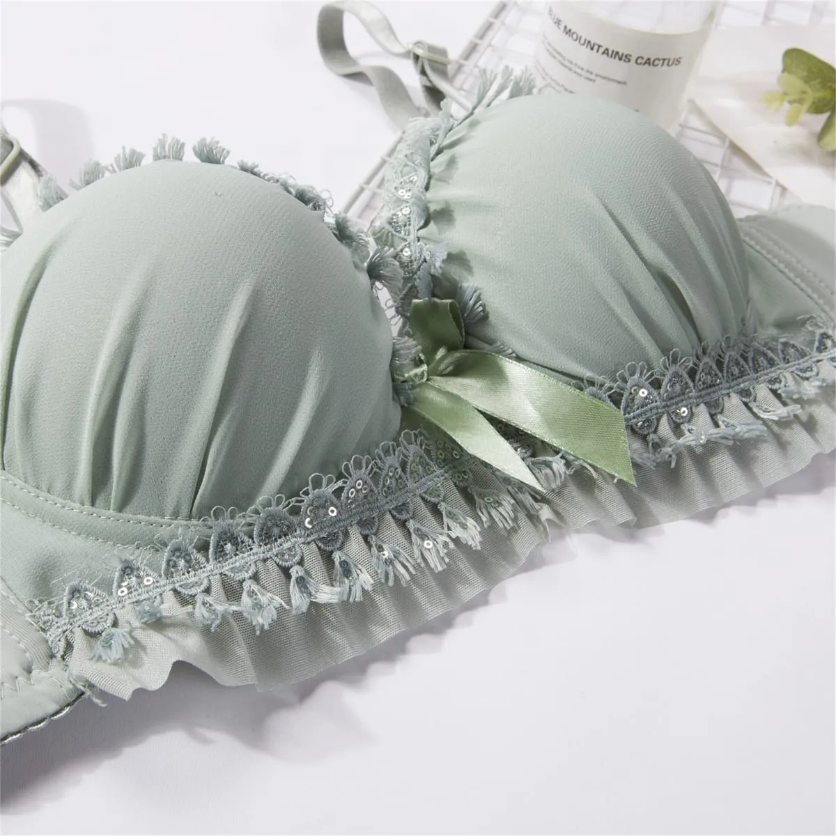 Set Bra Renda untuk Gadis Seluar Dalam Seksi Bra Wanita Pakaian Dalam Wanita Sweet Comel Bra Gadis Bernafas Set Seluar Dalam Lembut Seluar Bra Seksi