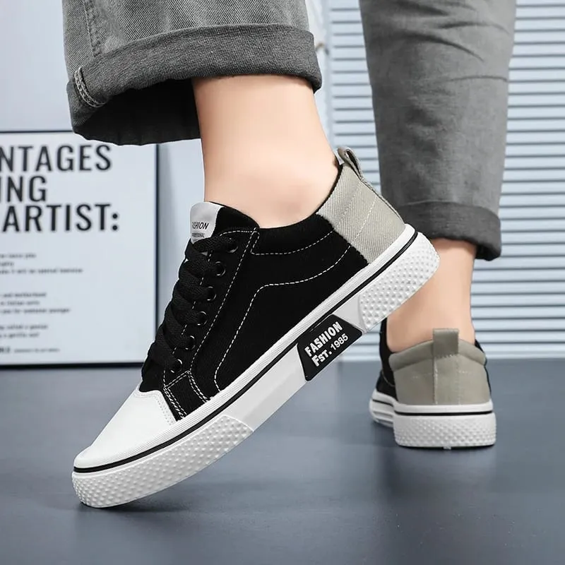 Men's Color-Blocked Canvas Shoes Breathable Low-Top Sneakers Versatile Casual Shoes Cool and Breathable Without Causing Foot Stuffiness Soft Sole Non-Slip and Wear-Resistant
