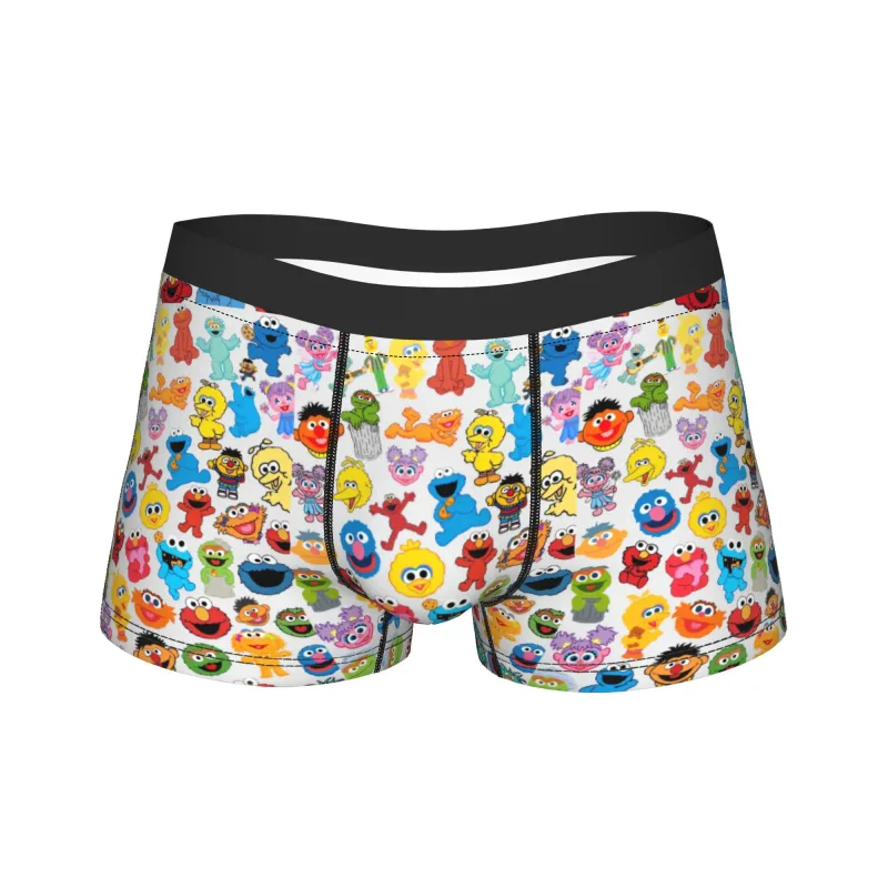 S-Sesames Streets Tango Elmo & Grover Underwear Men Shorts Briefs Funny Boxershorts Quality Customs Oversize Panties