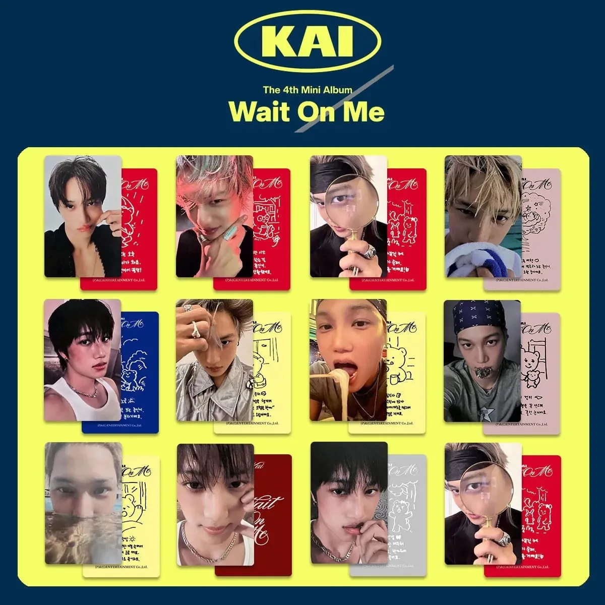 5/6PCS Kpop Hot Idol Group EXO Member KAI New Album "Wait On Me" HD Photocards Kim JongIn High Quality Fans Collect Small Cards