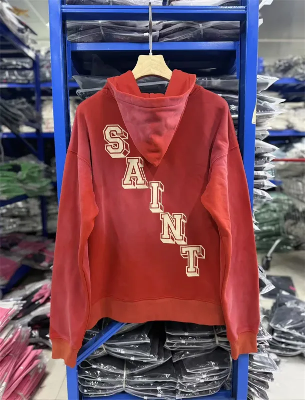 26SS New SAINT Mxxxxxx BABY MICHAEL HOODIE High-Street Oversized Cotton Hooded Sweater Printed Washed Hoodies For Men
