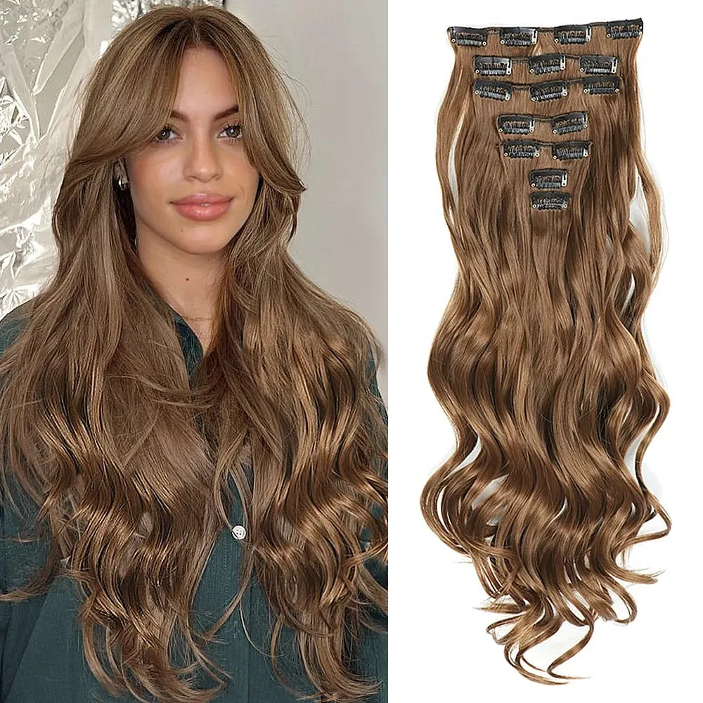 Synthetic Clip in Hair Extensions Purple hairpieces 7pcs/set 22inch Thick Hair for Women Girls Daily Party Cosplay