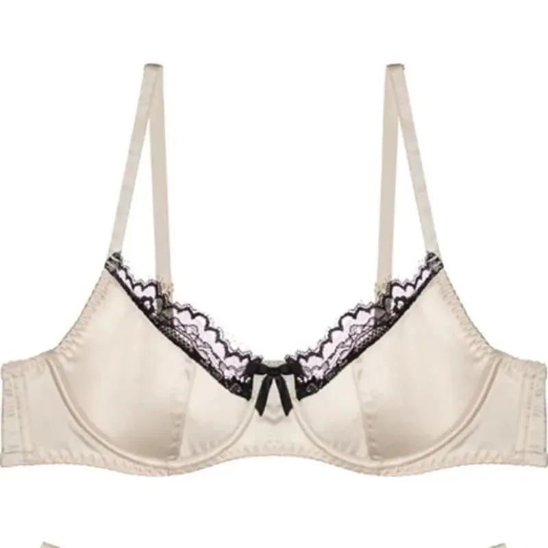 Red Satin Bra Set Dopamine Lingerie for Small Chest Push Up Gathers Anti Sagging Sexy Lace Bralette for Women Pure Sensual