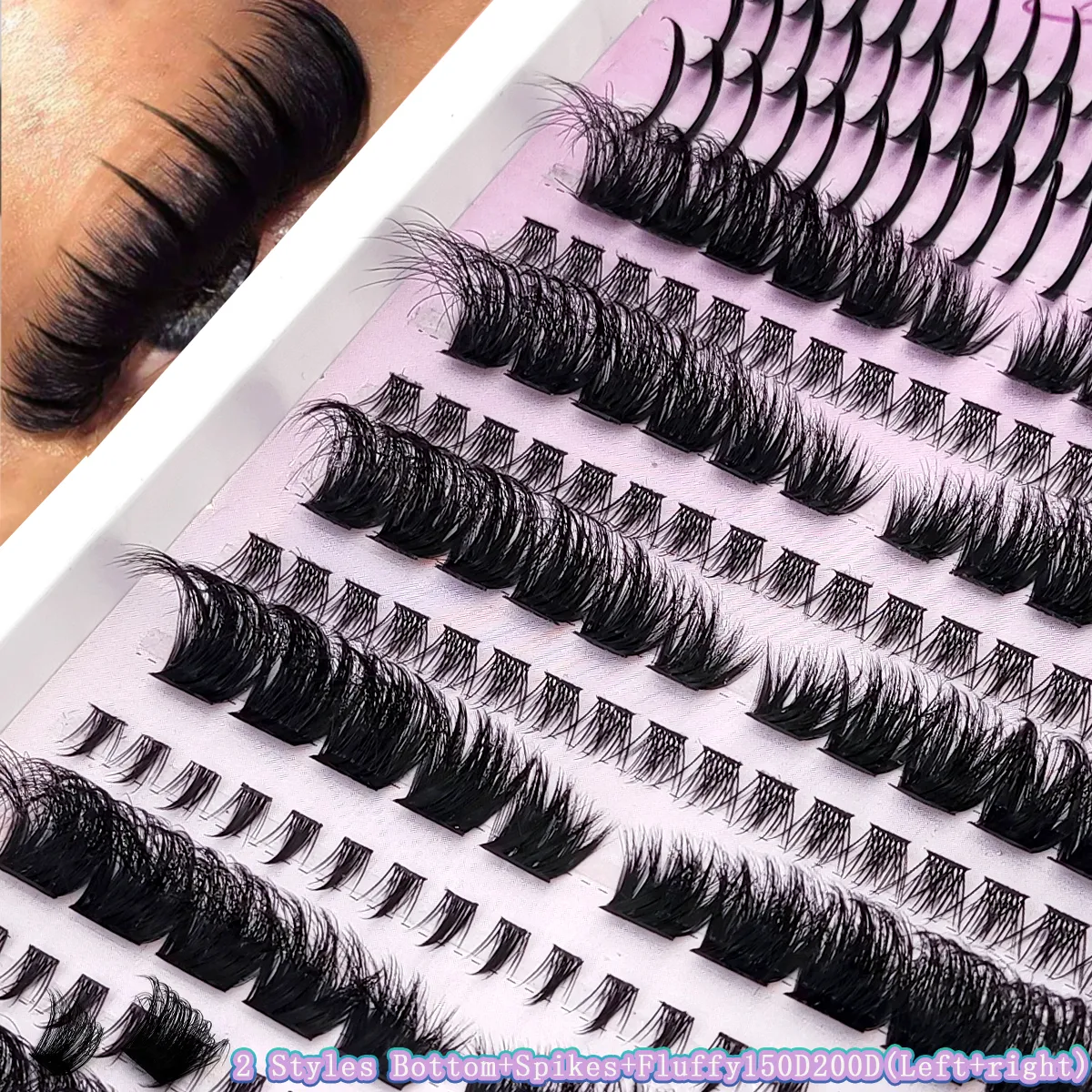 New Fluffy 60D-200D Bottom&Spiky Lashes Clusters Volume Individual Lashes Cluster Extensions Spikes Lashes Clusters eye