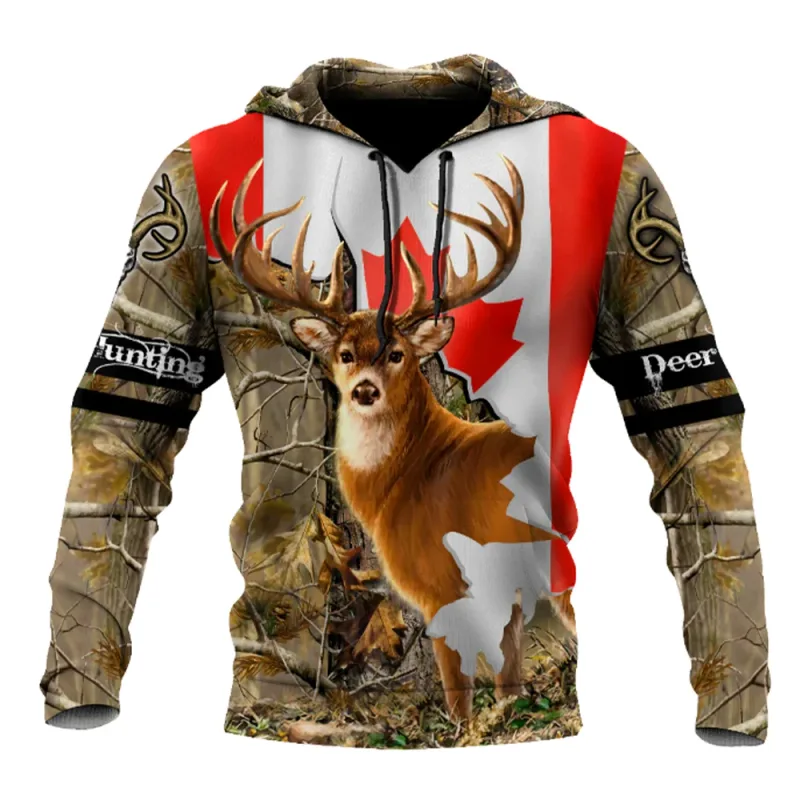 Men's Clothing Fashion Hunting Loose Hoodie Large 3D Printed Animal Deer Super Large Hoodie Fashion Enthusiast Tops