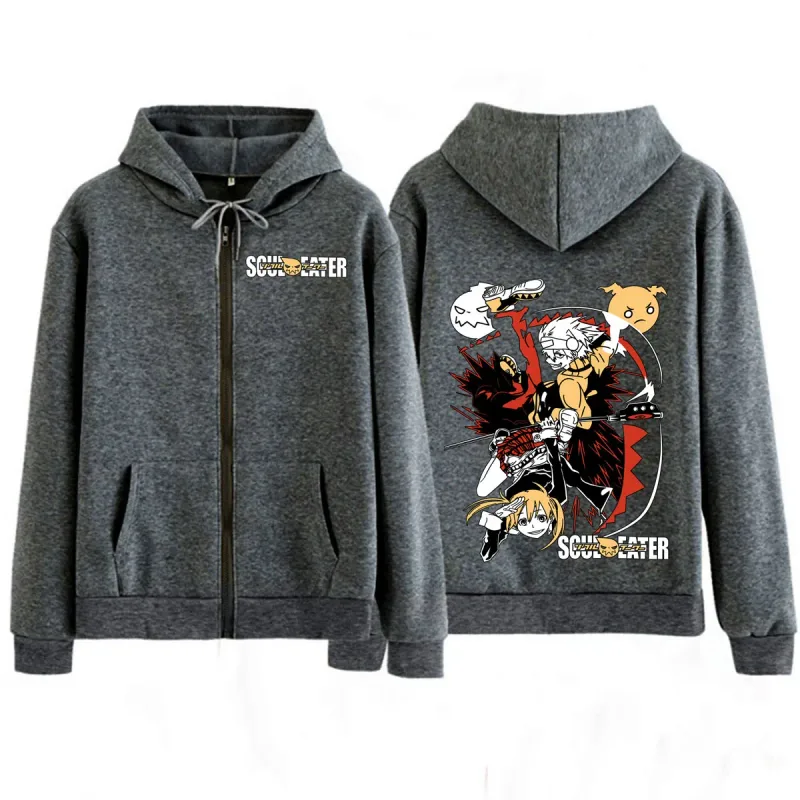 Anime Soul Eater MAKA ALBARN Zipper Hoodies Funny Men's Women Clothing Fashion Oversized Clothes Casual Long Sleeve Streetwears