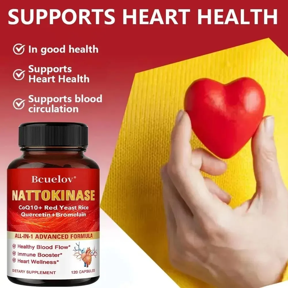 Nattokinase Capsules - Supports Heart and Circulatory Health Helps Maintain Daily Health Provides Energy Non-GMO