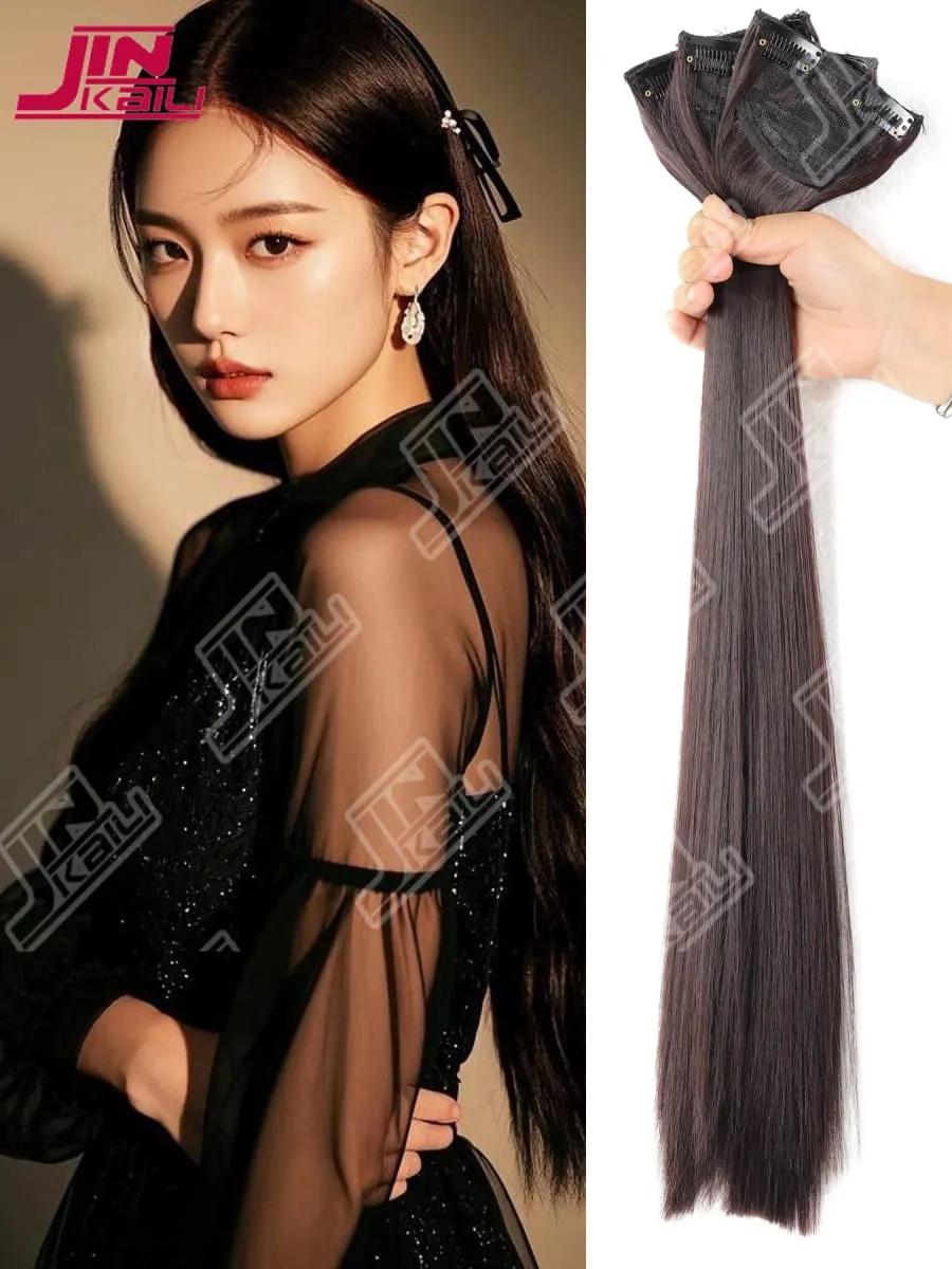 JKL Long Hair Extension Pieces Makatotohanang Volume Boost Invisible Traceless Three Piece Set Asian Synthetic Hair Extension