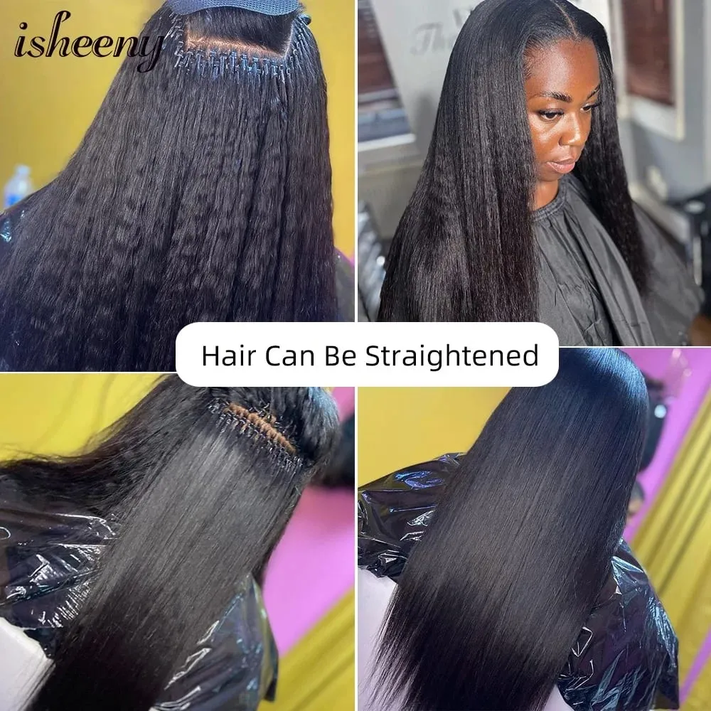 Yaki Lurus Microlink I Tip Ekstensi Rambut 12 "-20" Rambut Manusia Perawan Rambut Cincin Lingkaran Mikro Rambut Lurus Keriting untuk Wanita