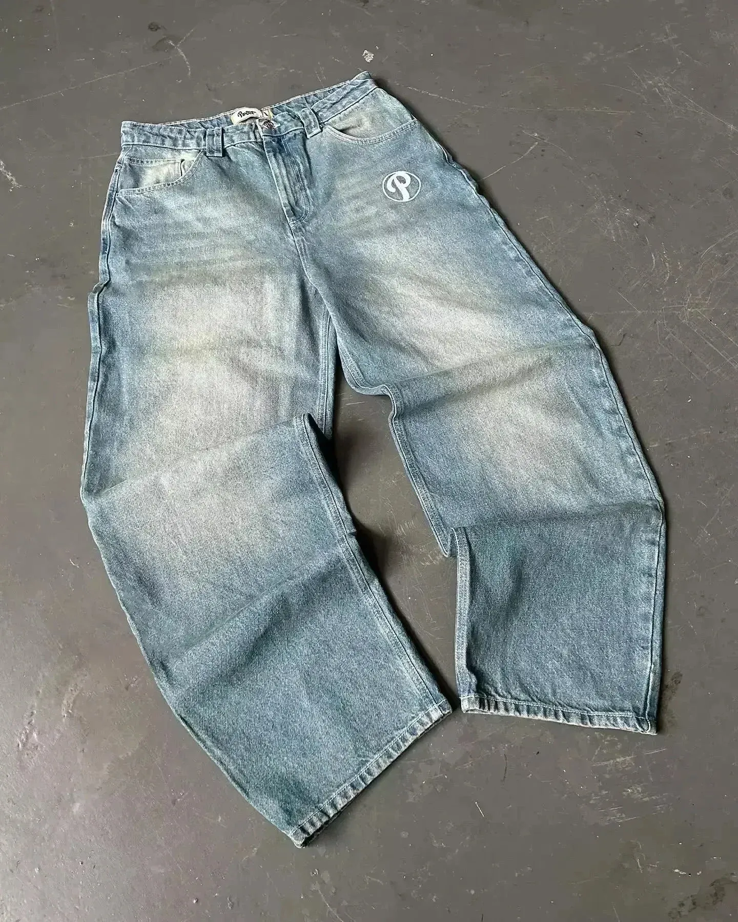 American Y2K Hip Hop Fashion Trend Skull Embroidery Spot Jeans Men Street Loose Straight Wide-leg Pants Couple Oversized Jeans