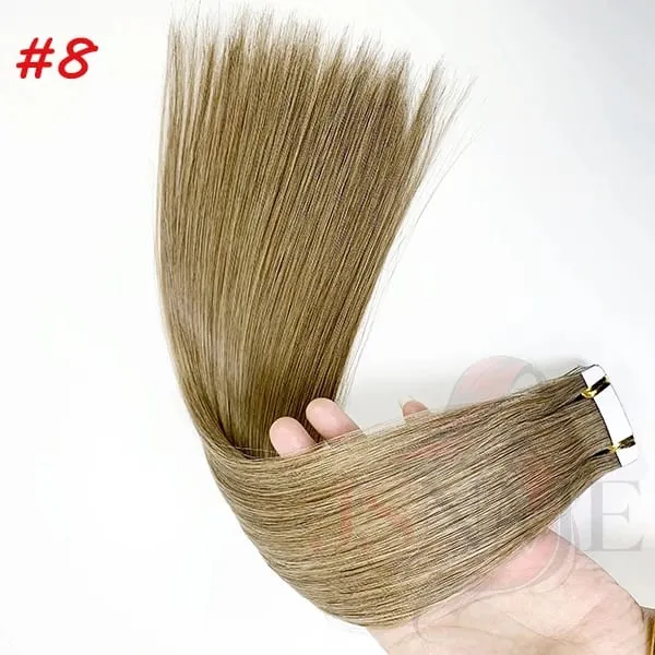 Straight Tape In Hair Extensions Invisible 100% Really Human Hair Tape Ins Black Brown Blonde 16-24 inch For Salon