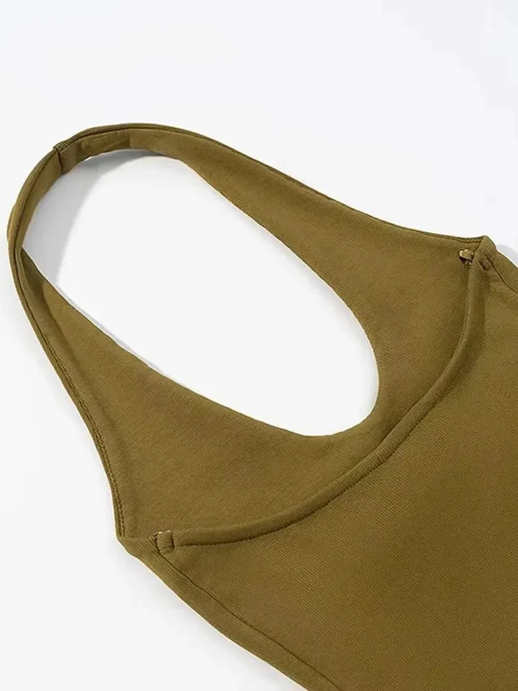 2025 Summer New Women's Solid Color Series Halter Collar Slim Backless Basic All-match Top — image 7