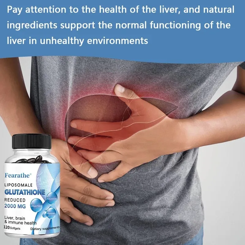 Cápsulas gelatinosas de glutationa lipossomal com ácido hialurônico, resveratrol, antioxidantes, desintoxicação, saúde do cérebro e suplemento do sistema imunológico