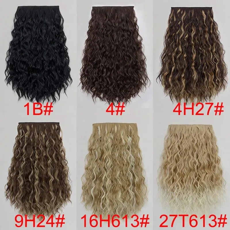 18Inch Synthetic Long Curly Wave Hair Extensions 6 Clip Heat Resistant Silky Hairpiece For Women Daily Party Use